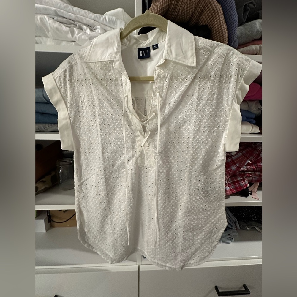 White eyelet top